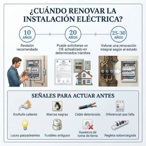 ¿Cuándo es obligatorio renovar la instalación eléctrica de una vivienda?