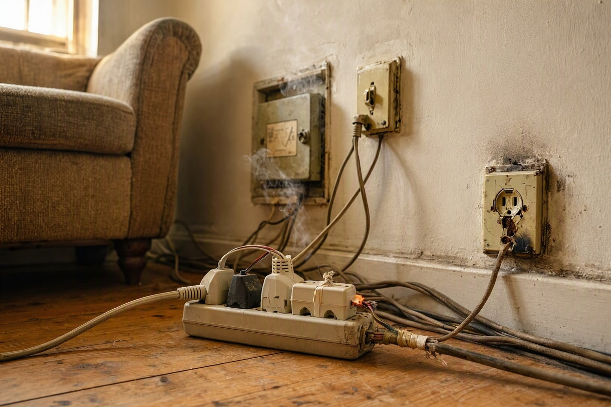 Un electricista alerta sobre los riesgos de las regletas y las instalaciones eléctricas antiguas